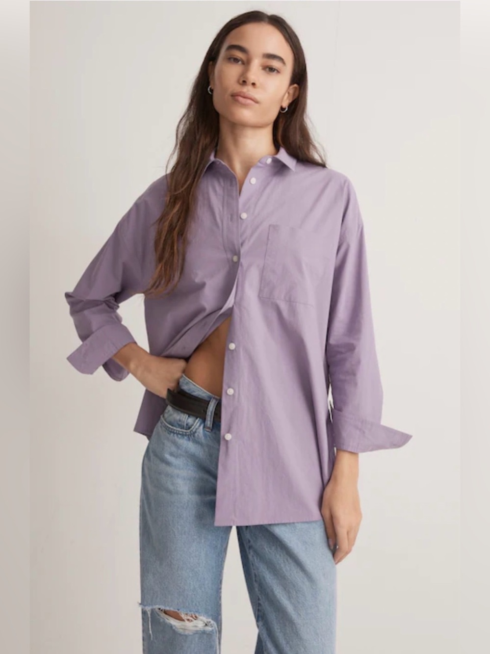 Madewell The Signature Poplin Oversized Shirt in Aster Bloom